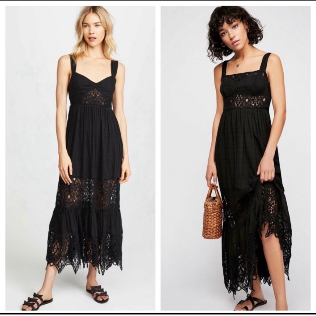 Free People Women’s Caught Your Eye Black Maxi Dress, Size 8; Nwt